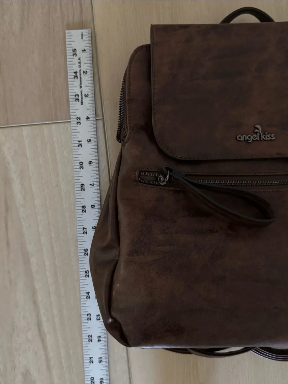 Angel Kiss Backpack / Purse Vegan Leather Zipper‎ Magnetic Flap